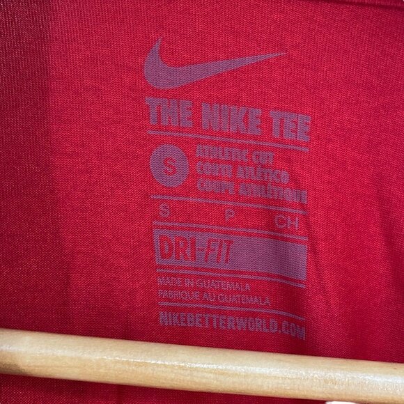 NWT Nike Mens S Red Athletic Cut Dri-Fit Futura Shirt Long Sleeve Swoosh Logo - Picture 3 of 12